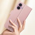 Miniatyrbild 4 av 4: Étui för iPhone 16 Plus - AVIZAR - Fodral med plånboksdesign - Rosé Champagne - Video Stöd - Veganskt Skinn