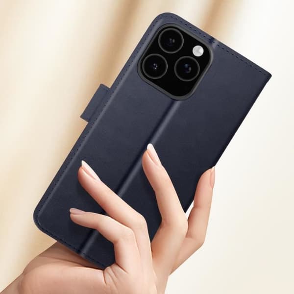 Etui för iPhone 16 Pro - AVIZAR - Plånboksfodral - Video Ställ - Mörknatt - Semi-stiv