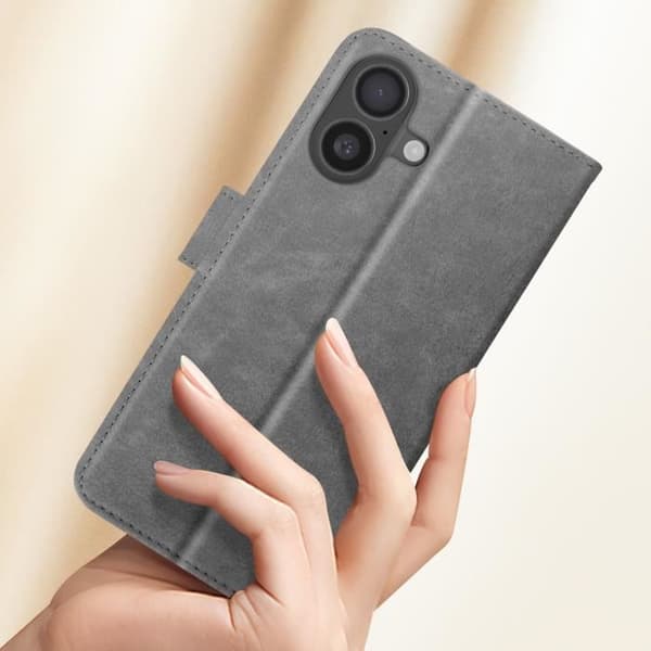 Fodral för iPhone 16 Plus - AVIZAR - Portföljskydd - Video Stöds - Grå - Syntetisk