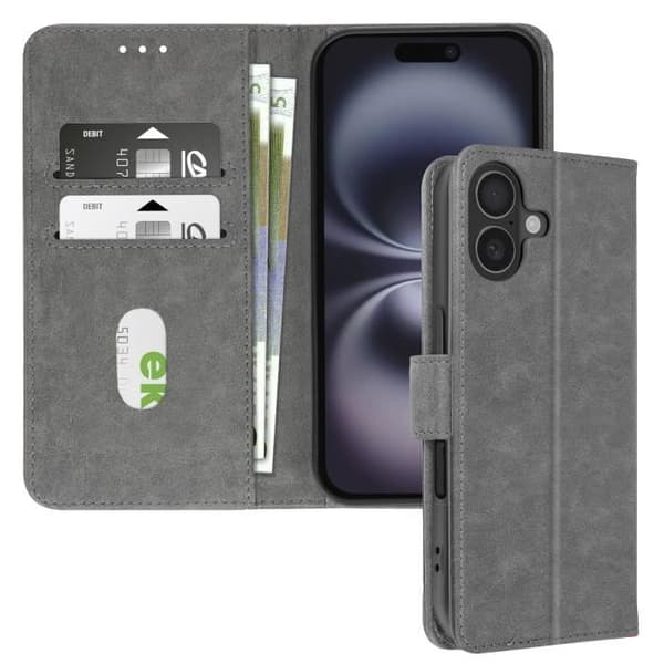 Fodral för iPhone 16 Plus - AVIZAR - Portföljskydd - Video Stöds - Grå - Syntetisk