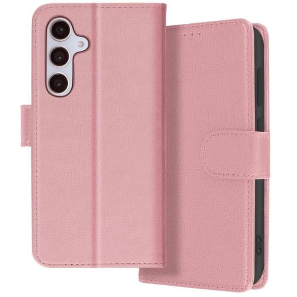 Étui för Samsung Galaxy S24 FE - AVIZAR - Fodral för plånbok - Roséguld - Video stöd - Halvstyv