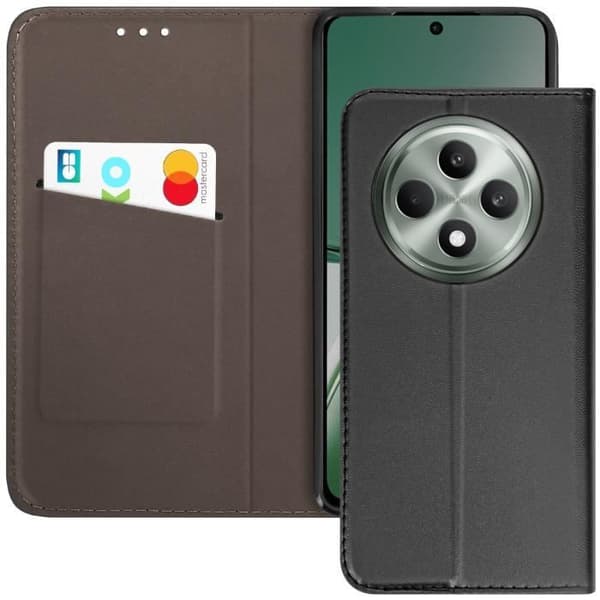 Smartphonefodral - AVIZAR - Oppo Reno 12F - Svart - Kortfodral - Videostöd