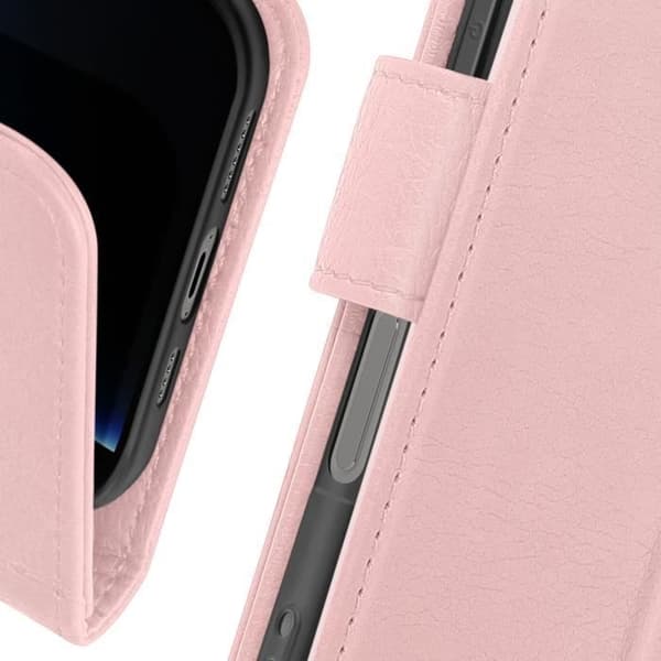 iPhone 16 Pro Max-fodral - AVIZAR - Rosé Champagne - Plånbok - Videostativ - Halvstyv