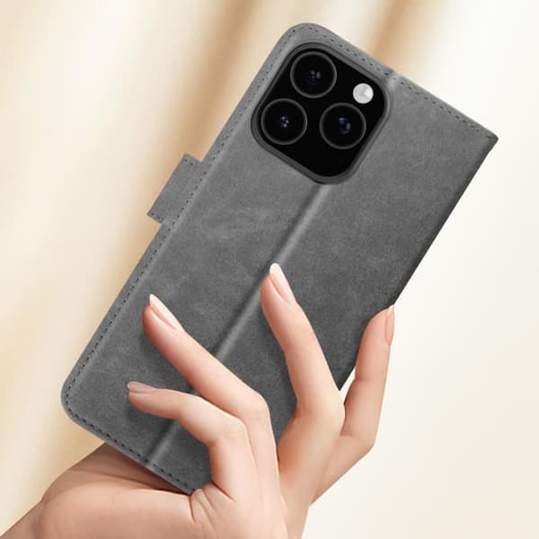 iPhone 16 Pro Max-fodral - AVIZAR - Plånboksficka - Videostöd - Grå - Semihård