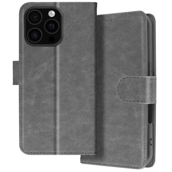 iPhone 16 Pro Max-fodral - AVIZAR - Plånboksficka - Videostöd - Grå - Semihård