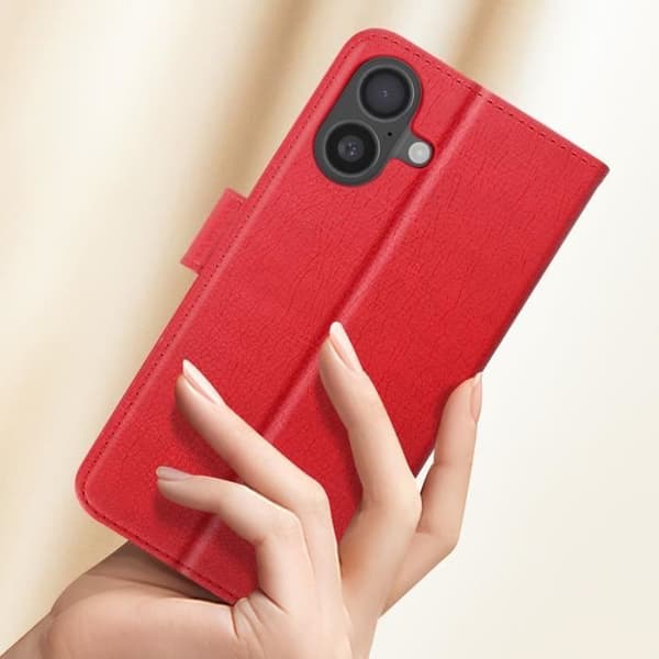 iPhone 16-fodral - AVIZAR - Plånboksficka - Videostöd - Röd - Semihård