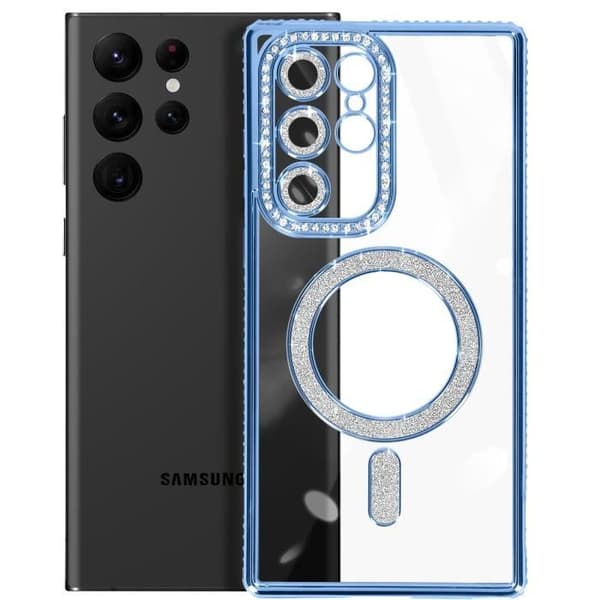 Coque - AVIZAR - Samsung Galaxy S22 Ultra - Rigide - Strass - Kompatibel med MagSafe