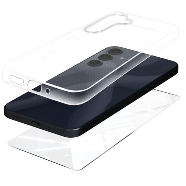 Skyddspaket för Samsung Galaxy A16 mjukt fodral och härdat glas Mayaxess Transparent