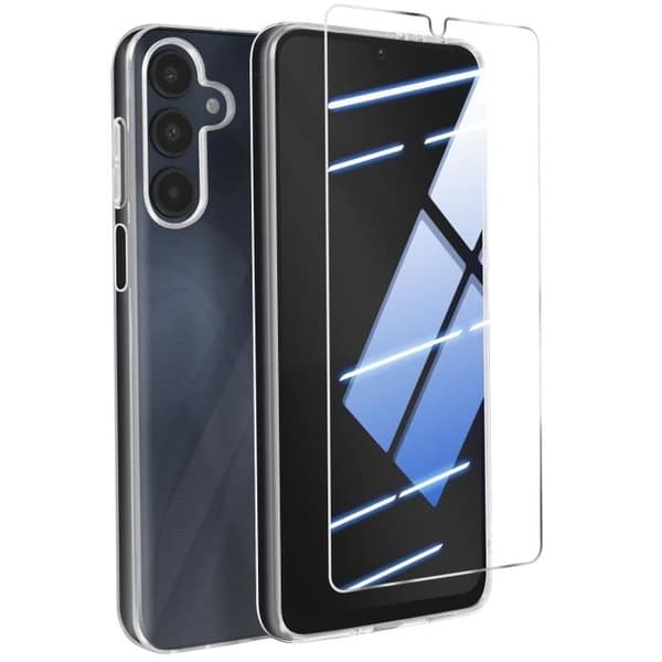 Skyddspaket för Samsung Galaxy A16 mjukt fodral och härdat glas Mayaxess Transparent