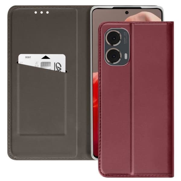 Smartphonefodral - AVIZAR - Motorola Moto G85 - Magnetlock - Kortfäste - Röd