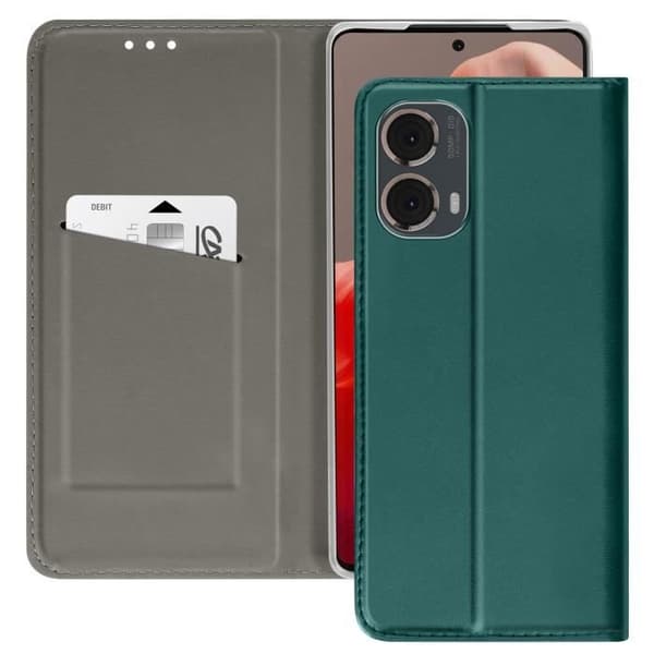 Smartphone-fodral - AVIZAR - Motorola Moto G85 - Mörkgrön - Magnetkläpp - Korthållare