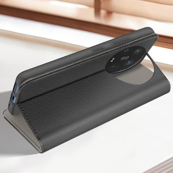 Smartphonefodral - AVIZAR - Xiaomi 14 Ultra - Veganläder - Magnetisk flik - Integrerad kortficka