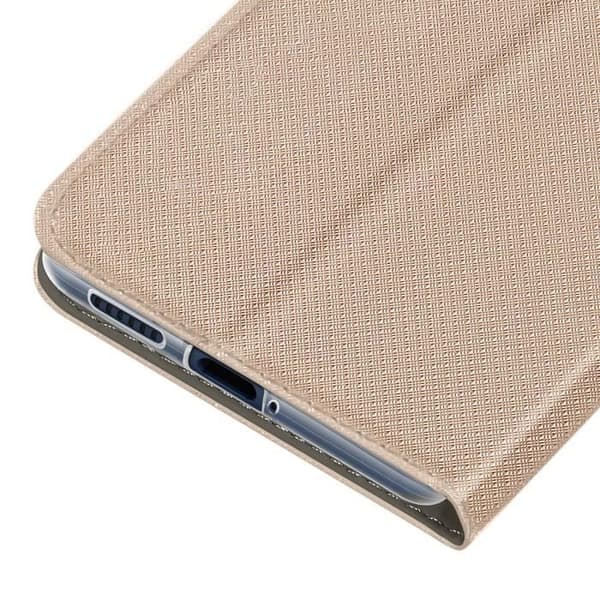 Etui för Samsung Galaxy M35 - AVIZAR - Klaff med kortfack - Stöd i guld - Semi-stel - Syntetisk