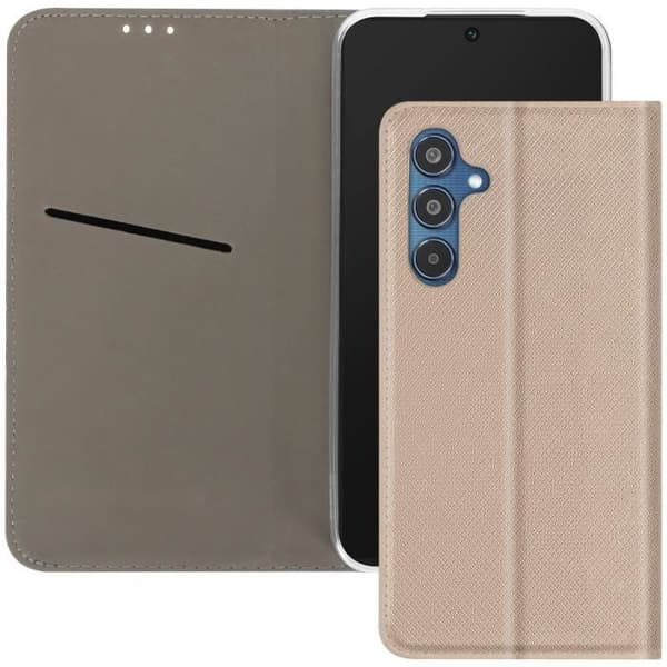 Etui för Samsung Galaxy M35 - AVIZAR - Klaff med kortfack - Stöd i guld - Semi-stel - Syntetisk