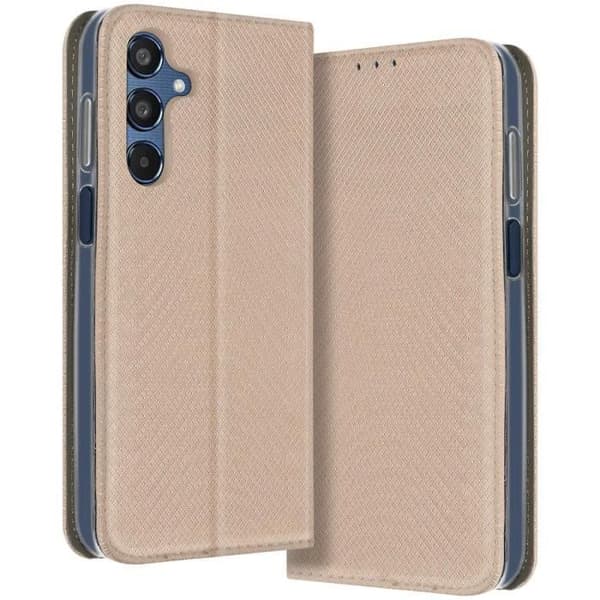 Etui för Samsung Galaxy M35 - AVIZAR - Klaff med kortfack - Stöd i guld - Semi-stel - Syntetisk