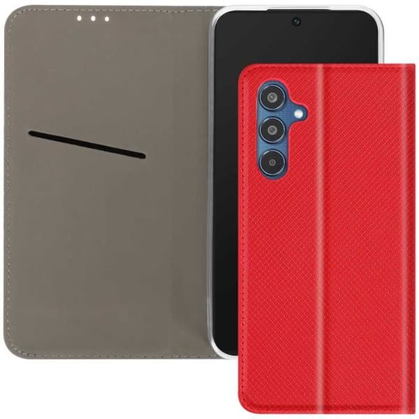 Étui för Samsung Galaxy M35 - AVIZAR - Röd - Semihård - Kortfack - Fällbart ställ