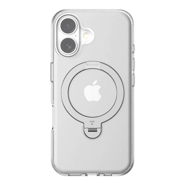 Torras Ostand Spin Case iPhone 16 Plus -puhelimelle (läpinäkyvä)