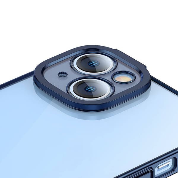 Baseus Glitter Transparent Cover og hærdet glas sæt til iPhone 14 Plus (blå)