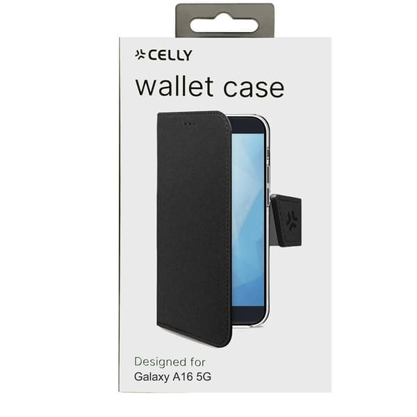Celly Samsung Galaxy A16 Kotelo Wally Wallet Case Musta