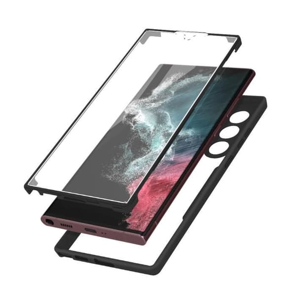 Samsung Galaxy S22 Ultra Fodral - AVIZAR - Plexiglas Baksida - Polymer Framsida - Svart