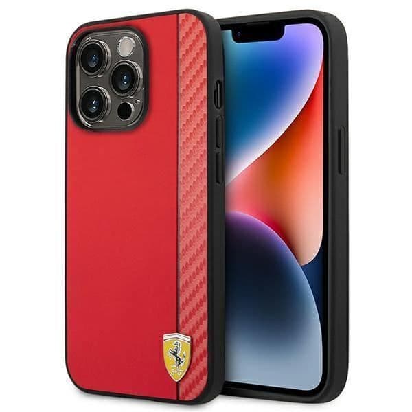 Ferrari Carbon - Fodral för iPhone 14 Pro (röd) - 3666339063863