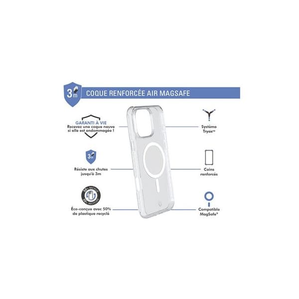 Forcecase-förstärkt fodral MagSafe-kompatibelt för iPhone 16 Pro Transparent