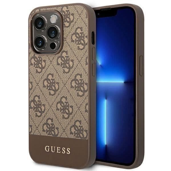Guess 4G Bottom Stripe Metal Logo Collection Fodral iPhone 14 Pro Max (Brun) - 3666339088538