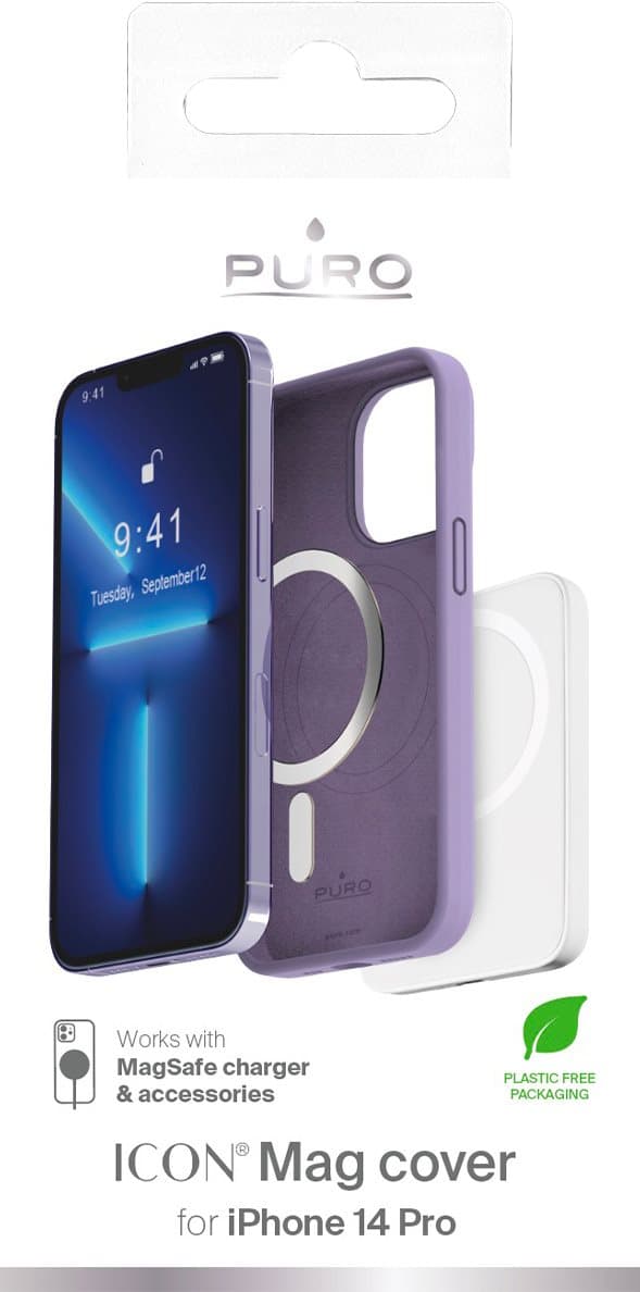 iPhone 14 Pro ICON MAG liquid silicon case, magnets, lavende