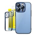 Miniatyrbillede 1 af 8: Baseus Glitter Transparent Cover og hærdet glas sæt til iPhone 14 Pro (blå)
