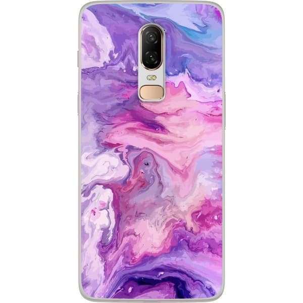 OnePlus 6 Gjennomsiktig deksel Marmor Lilla