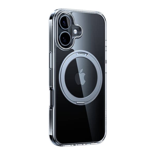 Torras Ostand Pro -kotelo iPhone 16 Plus:lle (läpinäkyvä)