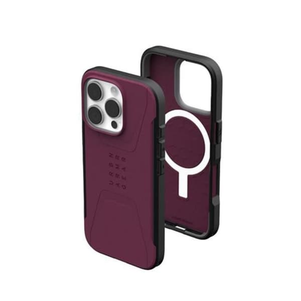 Coque - UAG - Civil - iPhone 16 Pro - Antiglidande - Hexagonalmönster - Bordeaux