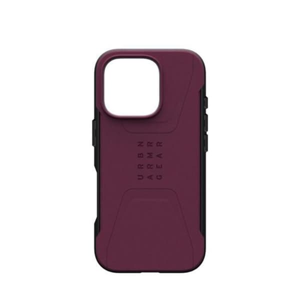 Coque - UAG - Civil - iPhone 16 Pro - Antiglidande - Hexagonalmönster - Bordeaux