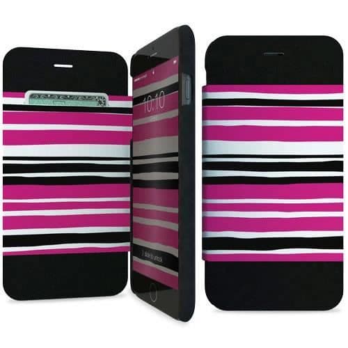 IPAINT - 800507 - IPHONE 6 - PINK STRIPES - FOLIOFODRAL