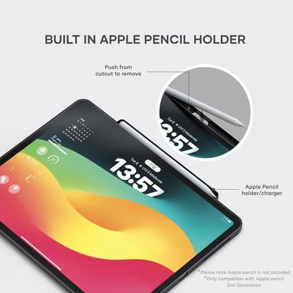 Coque för iPad 12.9 - SATECHI - Stötsäker - Inbyggd penna hållare - Kompatibel med 5:e/4:e/3:e generationen - Svart