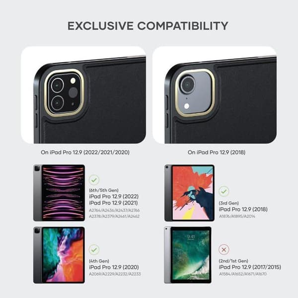 Coque för iPad 12.9 - SATECHI - Stötsäker - Inbyggd penna hållare - Kompatibel med 5:e/4:e/3:e generationen - Svart