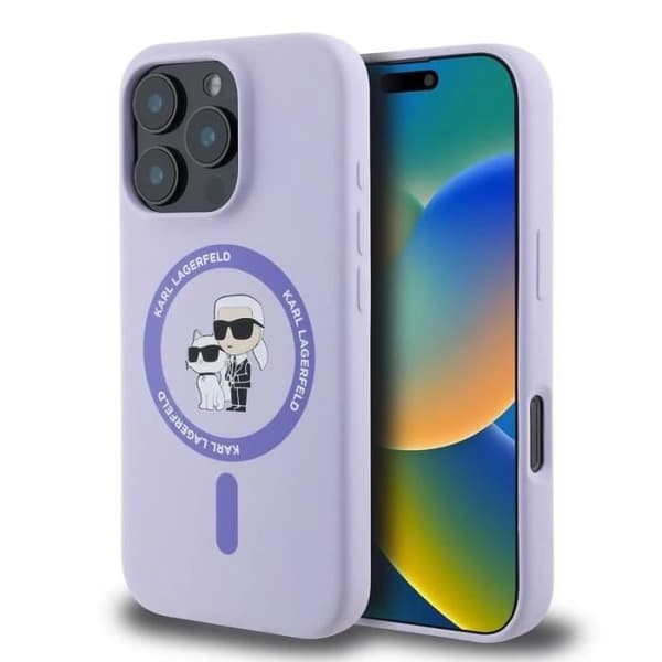 Coque - Karl Lagerfeld - iPhone 16 Pro - Flytande silikon - MagSafe - Lila