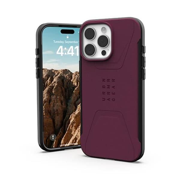 Coque - UAG - Civil - iPhone 16 Pro Max - Bordeaux - Halkantigt - Hexagonalt Mönster