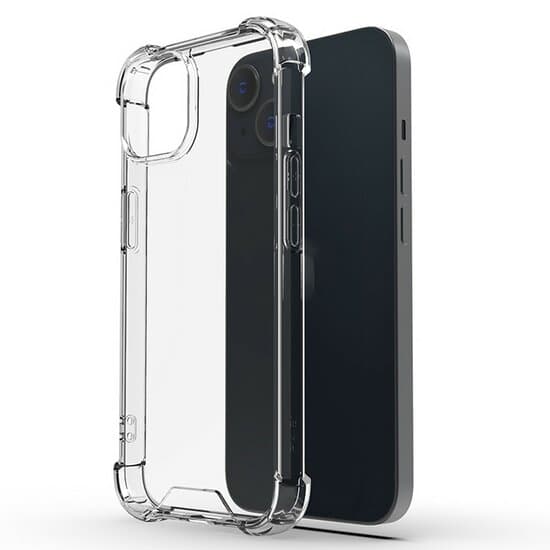Transparent iPhone 15 TPU-fodral med stötdämpande hörn och genomskinlig baksida