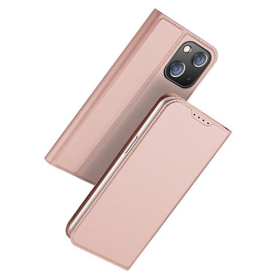 DUX DUCIS Skin Pro Series Stand Fodral för iPhone 15, PU Läderkorthållare - Rosa