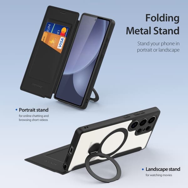 DUX DUCIS Samsung Galaxy S25 Ultra Kotelo Skin X Pro Series Kickstand MagSafe Musta
