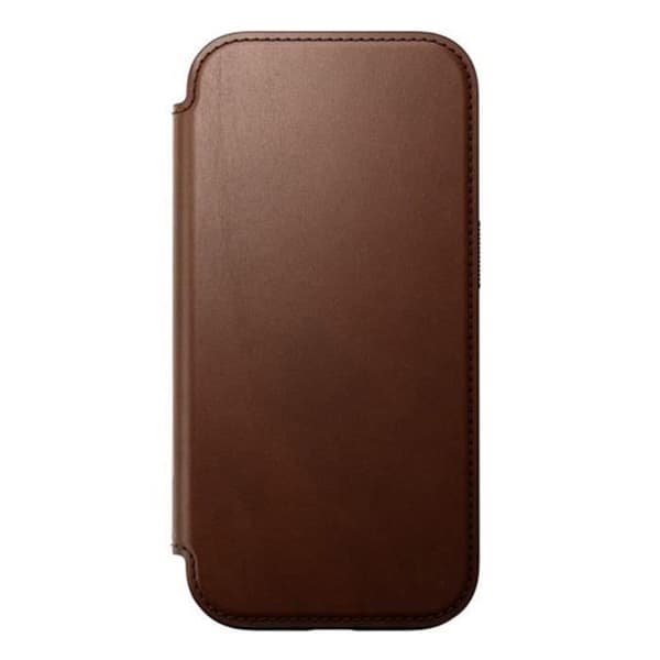 MagSafe Fodral för iPhone 16 Pro Folio Modern Anti-Scratch Läderkorthållare Nomad Brown