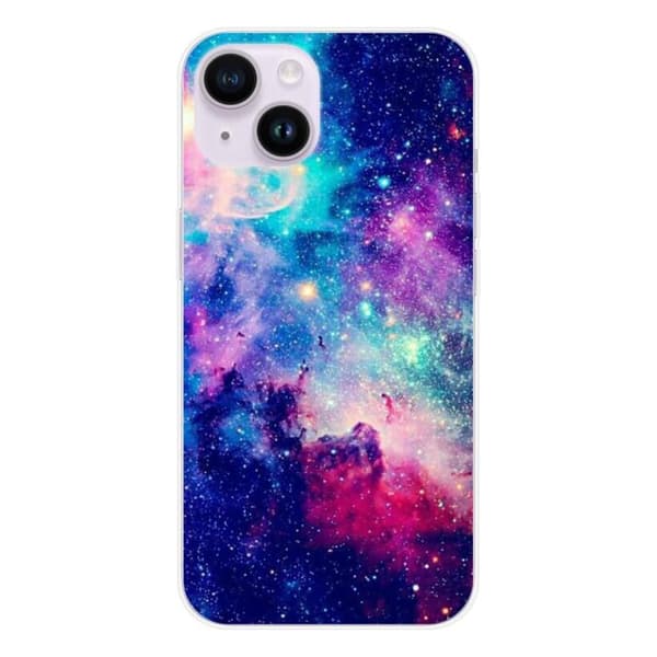 Tryckt silikonfodral som är kompatibelt med Apple iPhone 15 Galaxy Blue