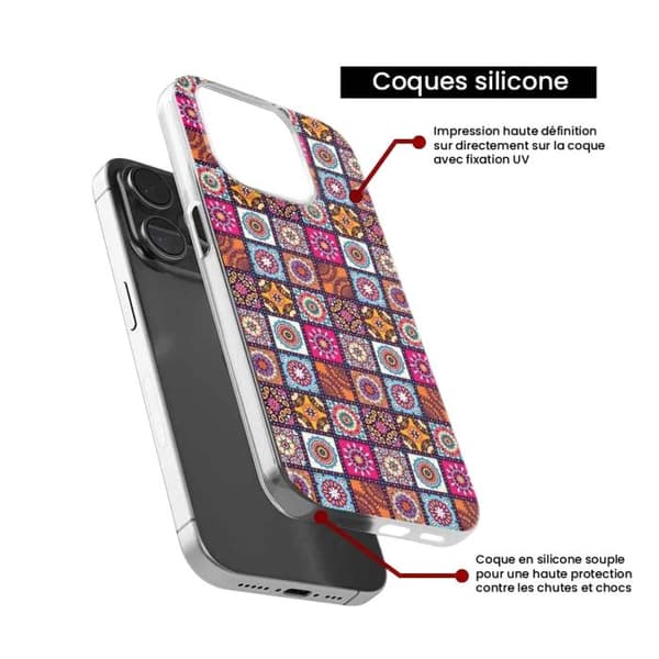 Tryckt silikonfodral som är kompatibelt med Samsung Galaxy A15 Patchwork Mandala