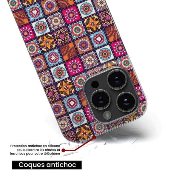 Tryckt silikonfodral som är kompatibelt med Samsung Galaxy A15 Patchwork Mandala