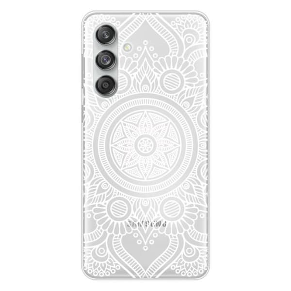 Tryckt silikonfodral som är kompatibelt med Samsung Galaxy M55 5G Mandala vit