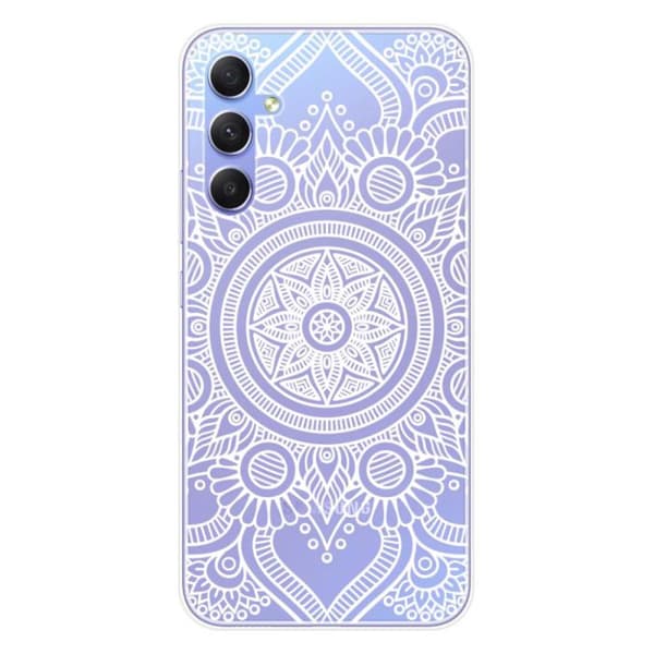 Siliconefodral tryckt - 1001 fodral - Samsung Galaxy A34 5G - Vit mandala - Optimal skydd - TPU Gel