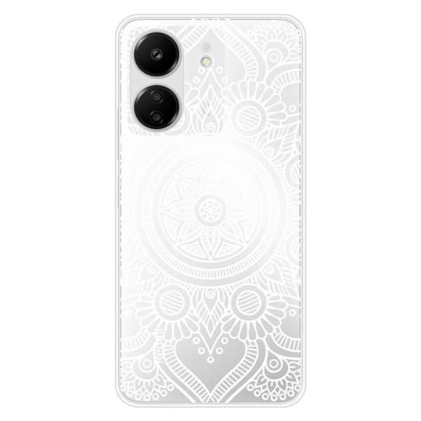 Tryckt silikonfodral som är kompatibelt med Xiaomi Redmi 13C 4G Mandala vit