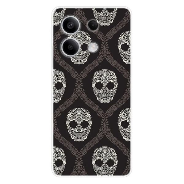 Siliconfodral med tryck - 1001 fodral - Xiaomi Redmi Note 13 5G - Blommig döskalle - Transparent - Semihård