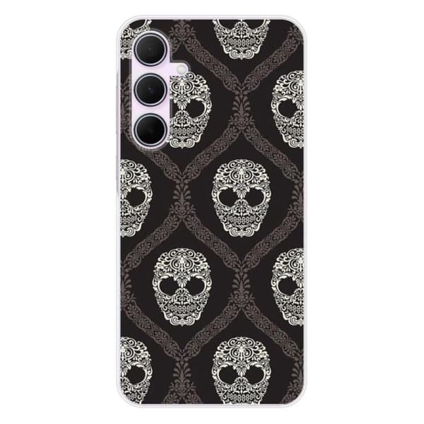 Tryckt silikonfodral som är kompatibelt med Samsung Galaxy A55 5G Floral skalle
